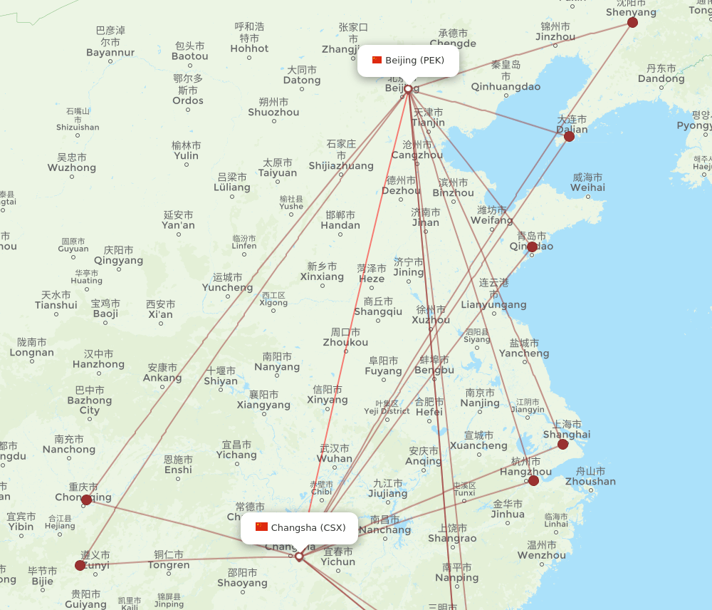 CSX-PEK flight routes