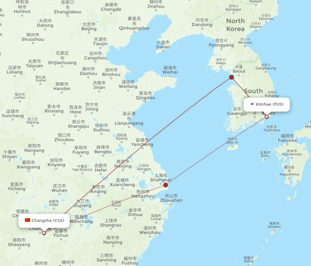 CSX-PUS flight routes