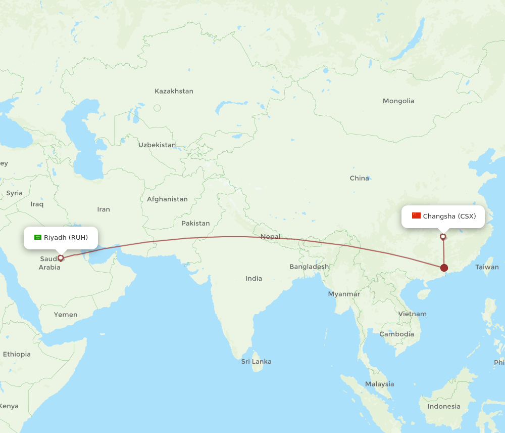 CSX-RUH flight routes