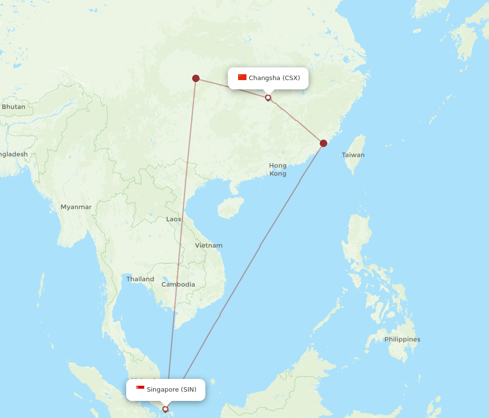 CSX-SIN flight routes