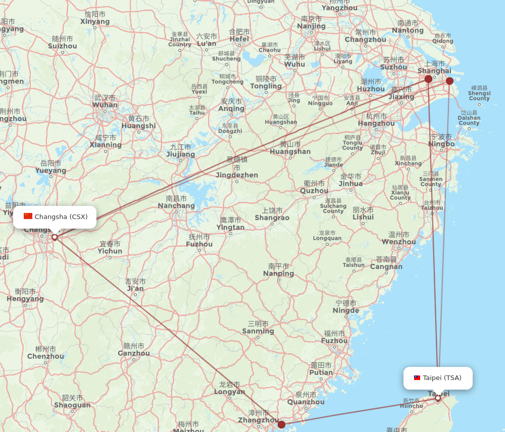 CSX to TSA flights and routes map
