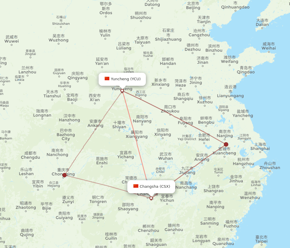 CSX-YCU flight routes