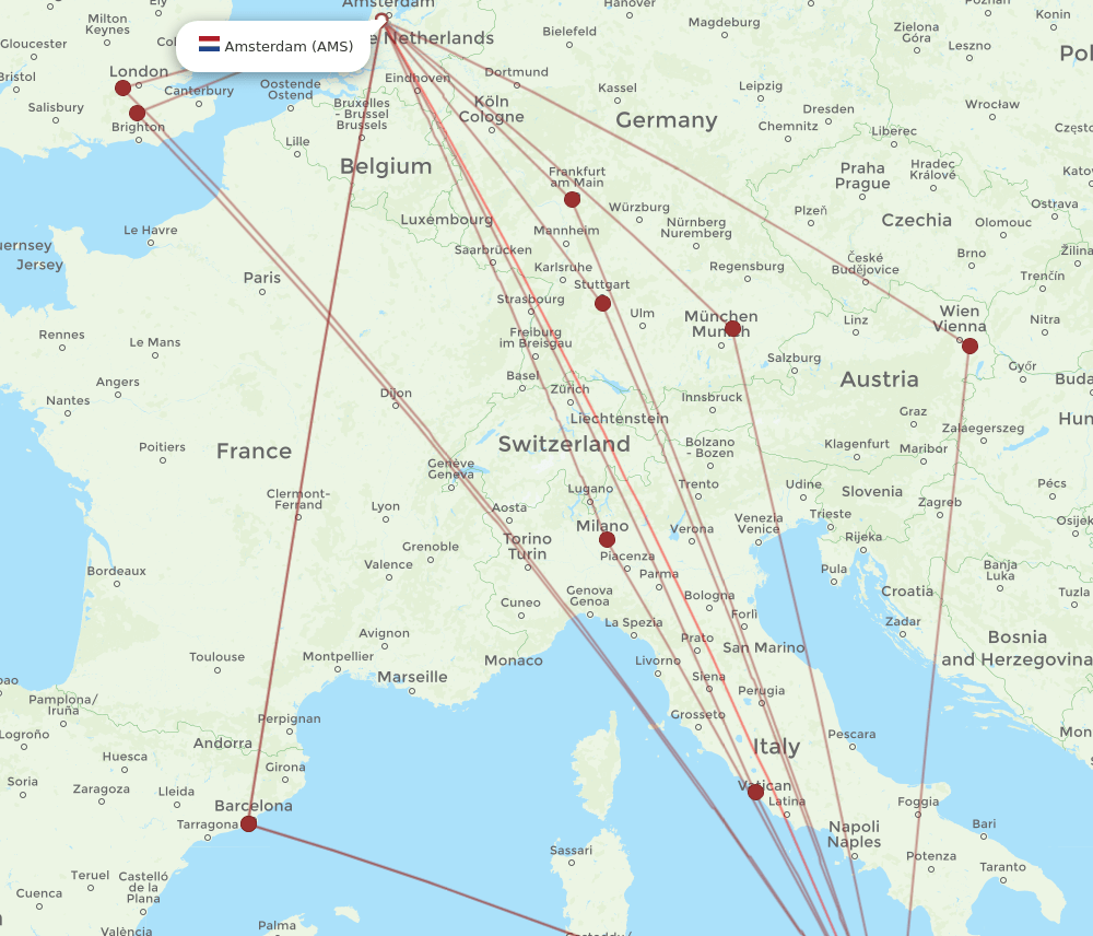 CTA-AMS flight routes