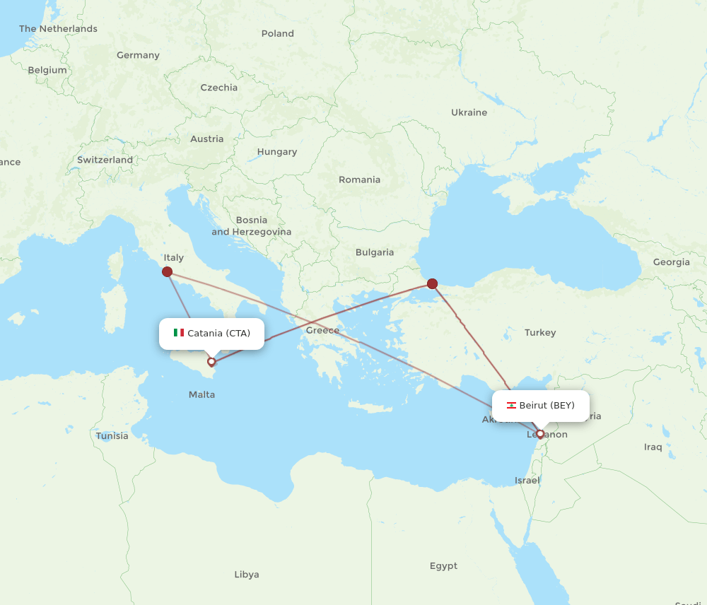 CTA-BEY flight routes
