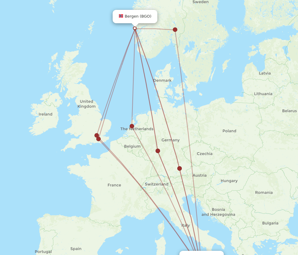 CTA-BGO flight routes
