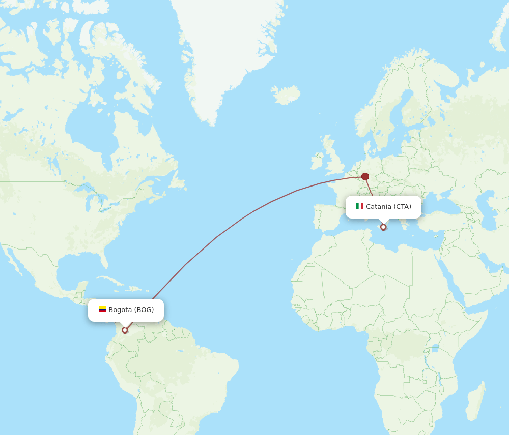CTA-BOG flight routes