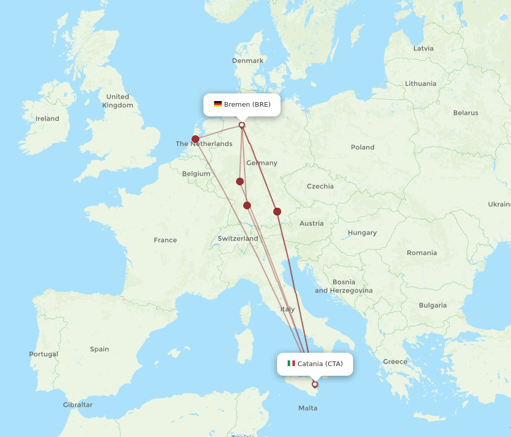 CTA-BRE flight routes