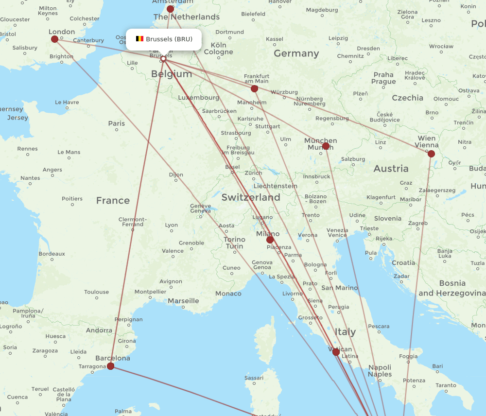 CTA-BRU flight routes