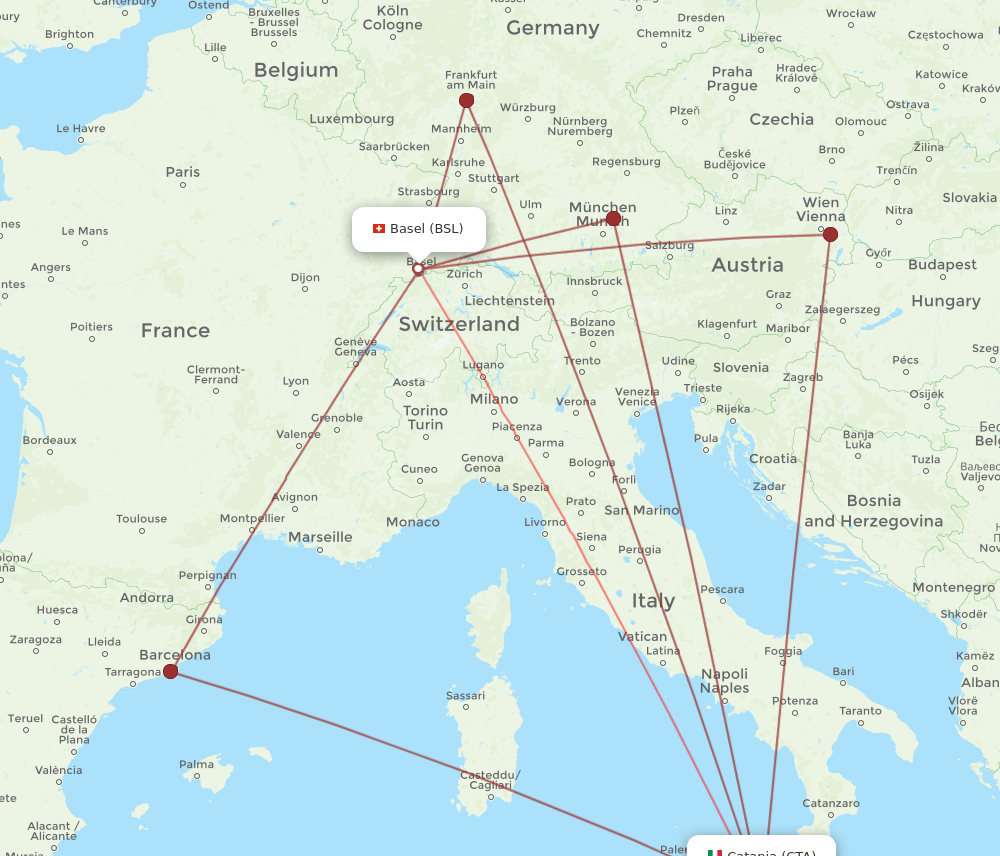 CTA to BSL flights and routes map