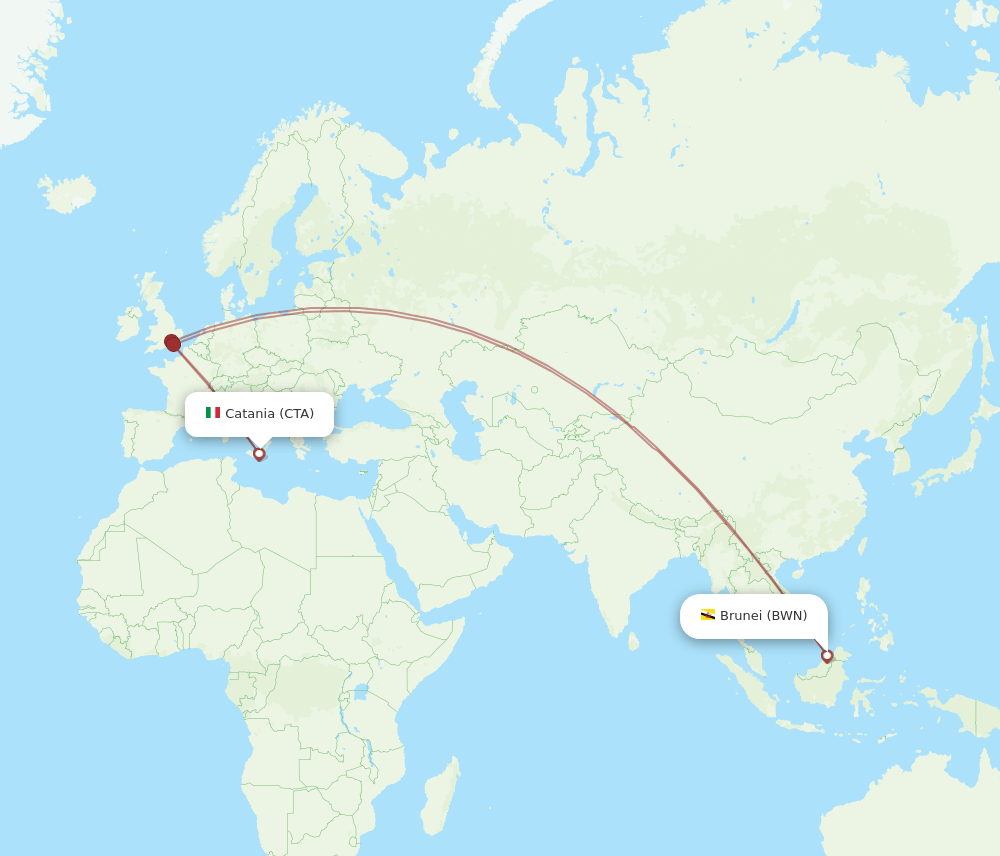 CTA-BWN flight routes