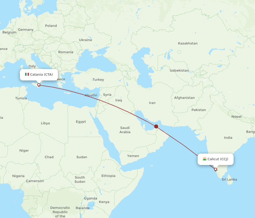 CTA-CCJ flight routes