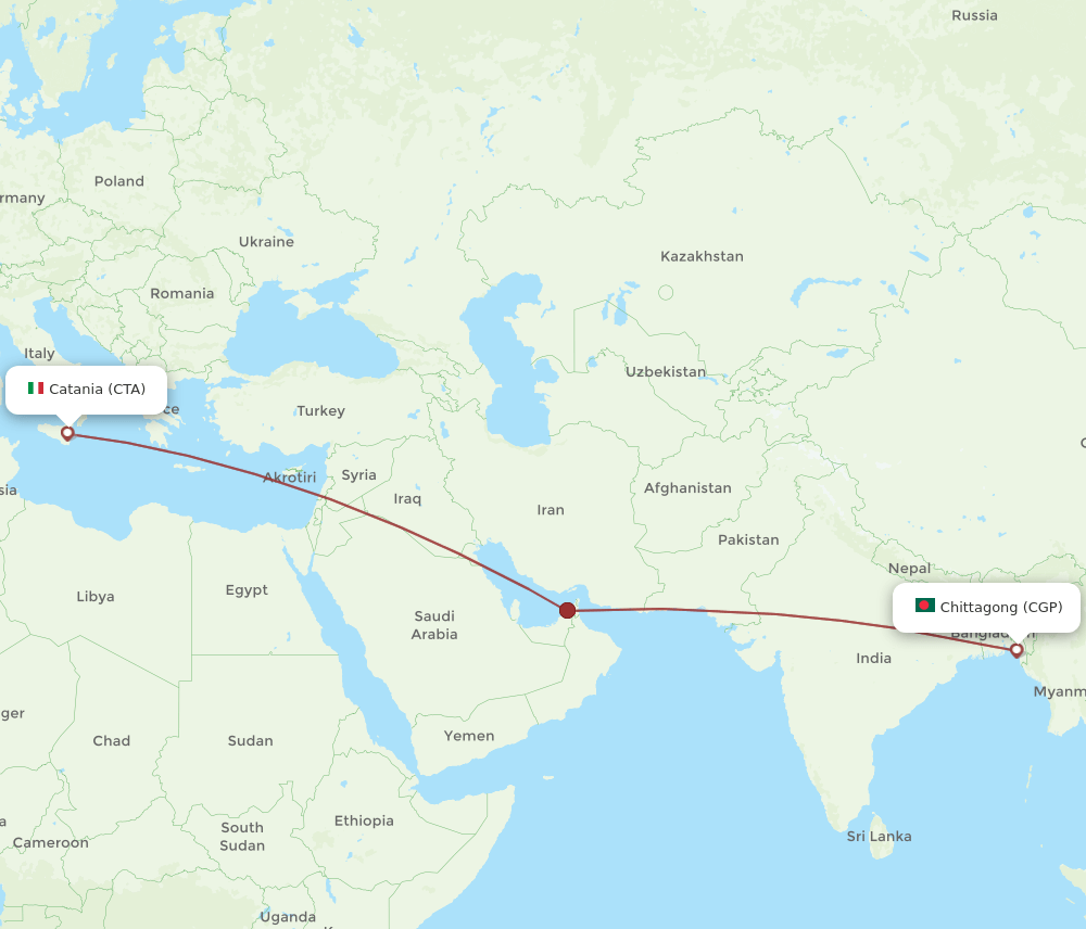 CTA to CGP flights and routes map