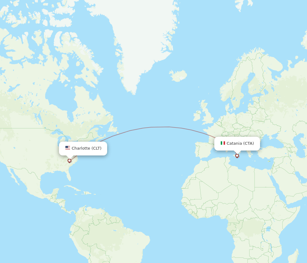 CTA-CLT flight routes