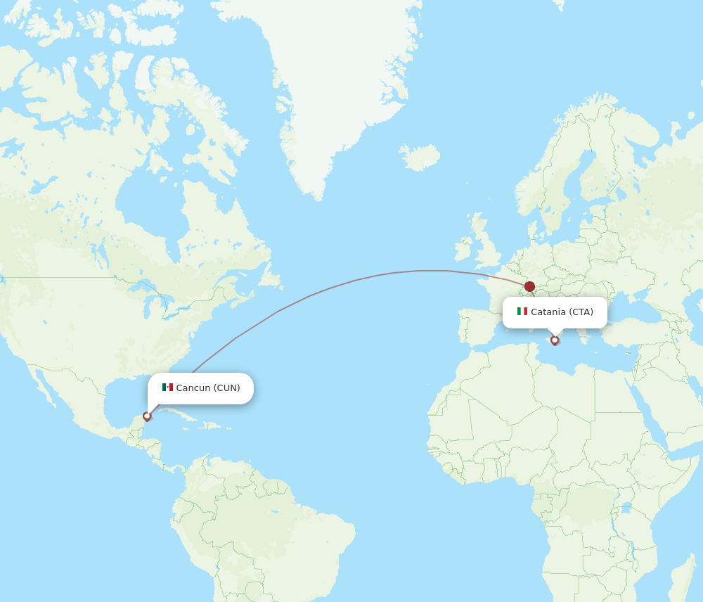 CTA-CUN flight routes