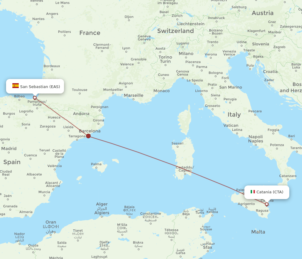 CTA-EAS flight routes