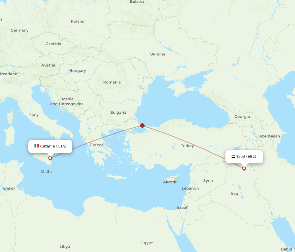 CTA-EBL flight routes