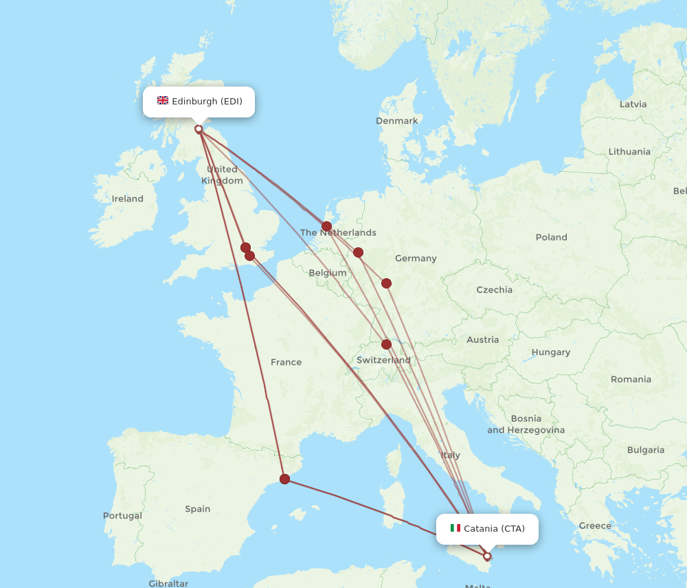 CTA to EDI flights and routes map