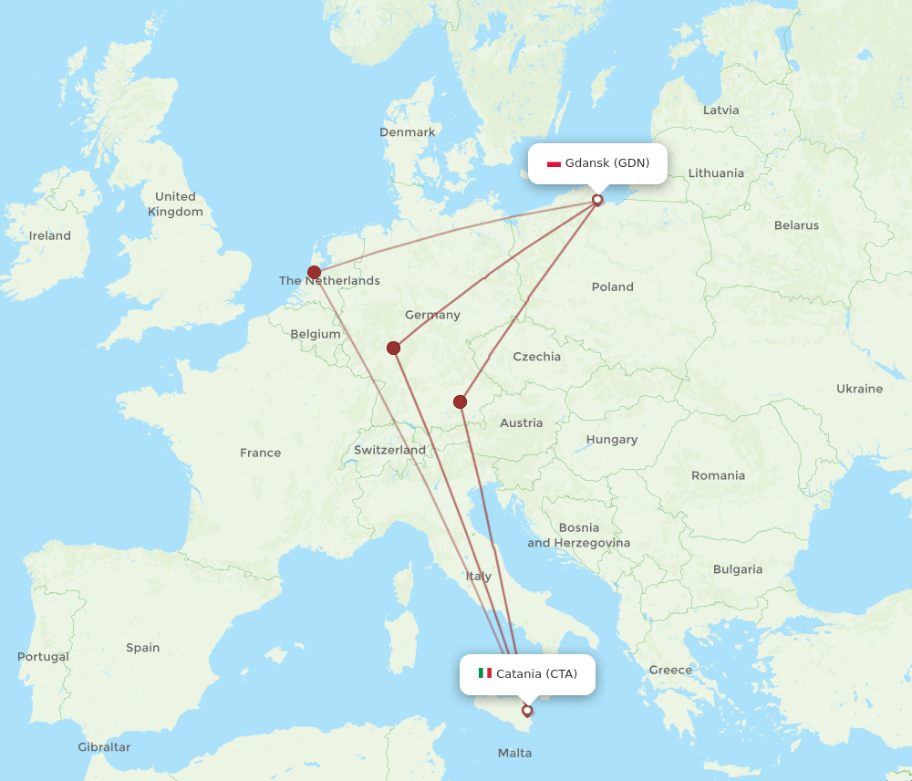 CTA to GDN flights and routes map