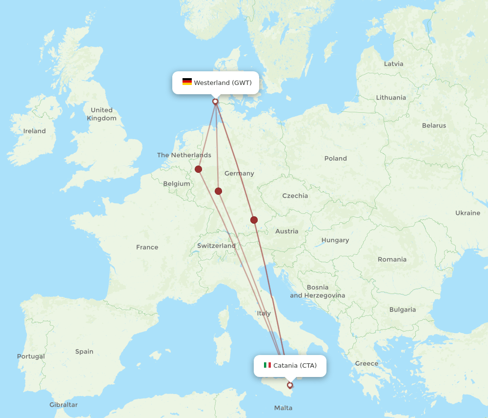 CTA-GWT flight routes