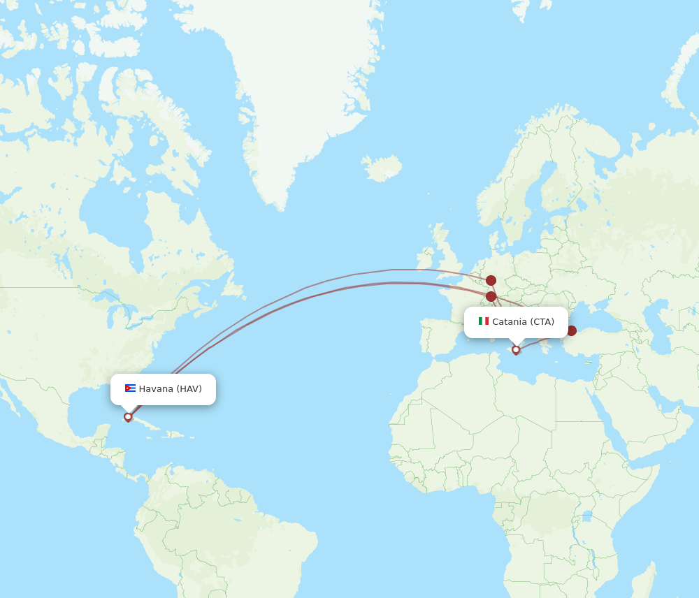 CTA-HAV flight routes