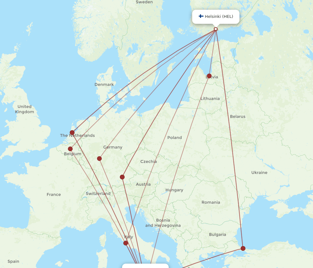 CTA-HEL flight routes