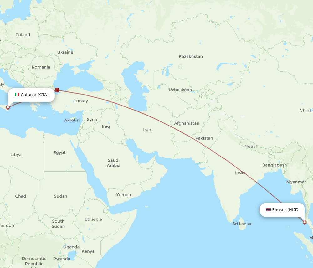 CTA-HKT flight routes