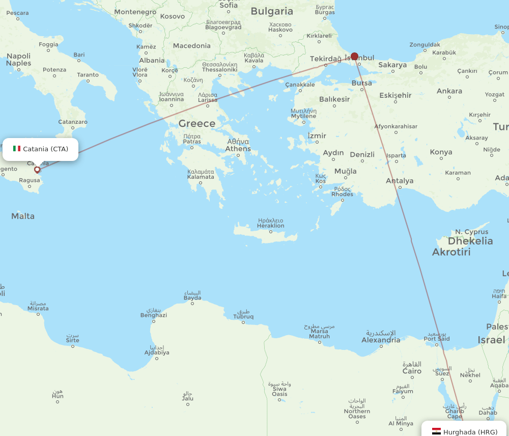 CTA-HRG flight routes