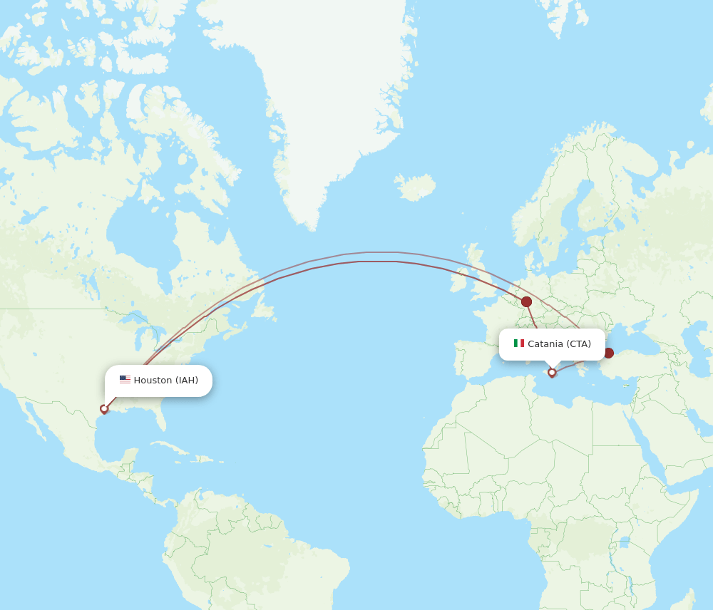CTA-IAH flight routes
