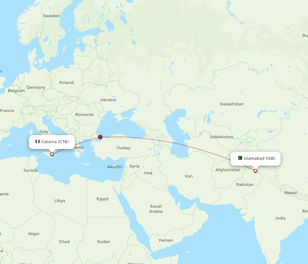 CTA-ISB flight routes