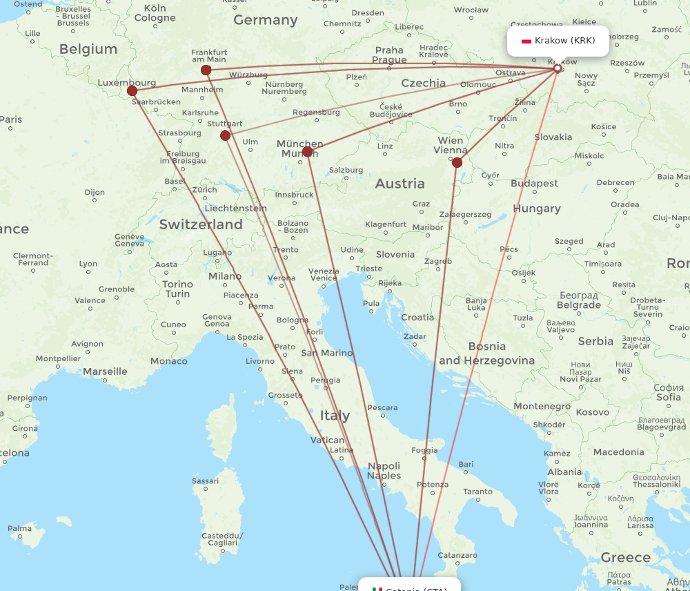 CTA-KRK flight routes