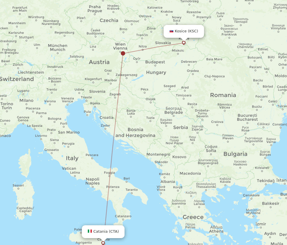 CTA-KSC flight routes