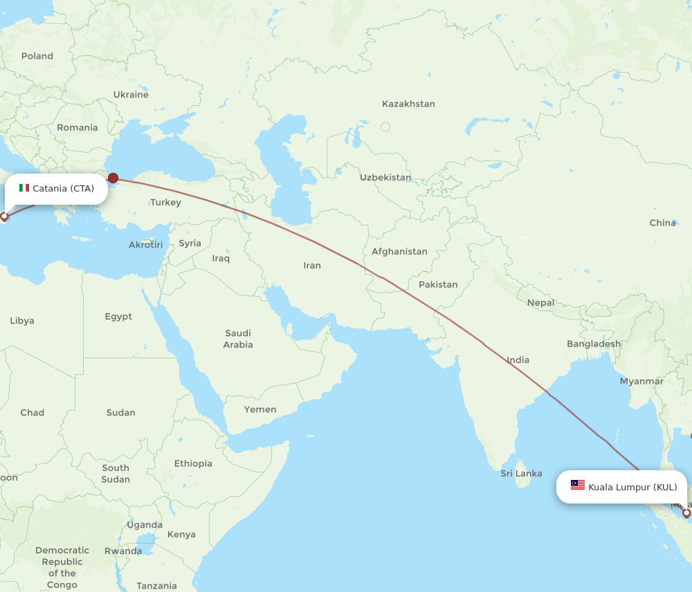 CTA-KUL flight routes