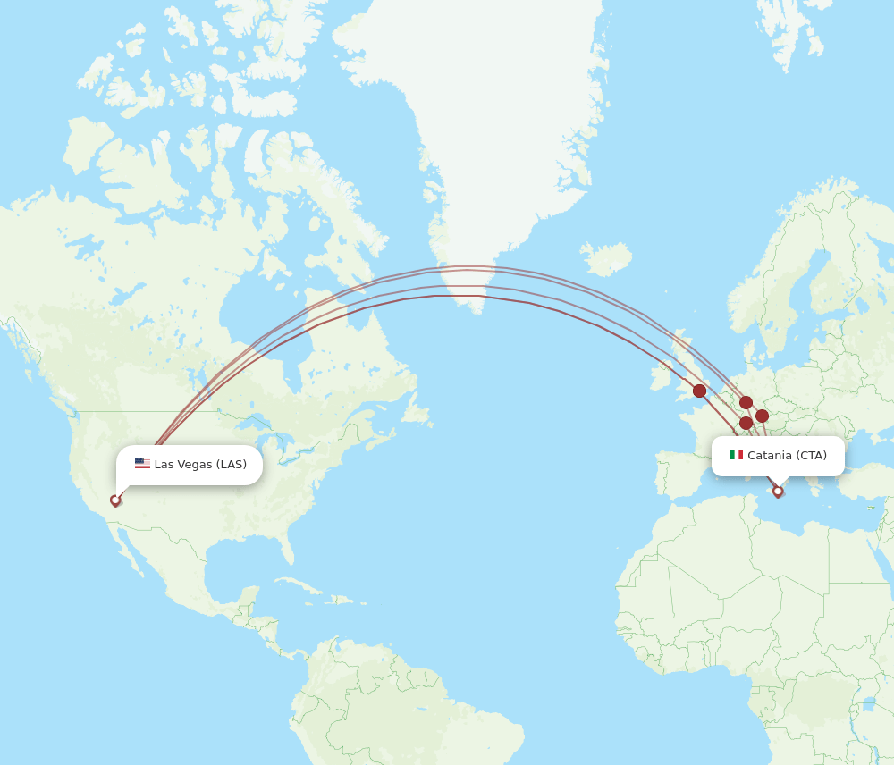 CTA-LAS flight routes