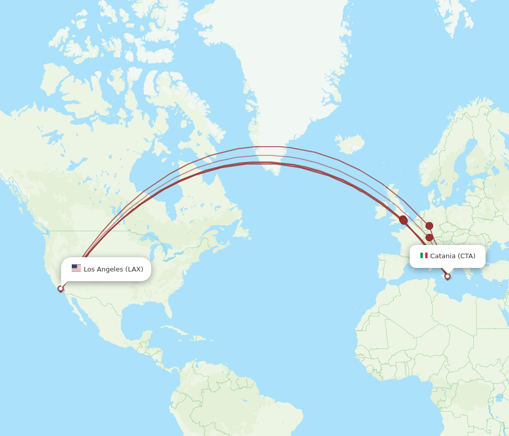 CTA-LAX flight routes