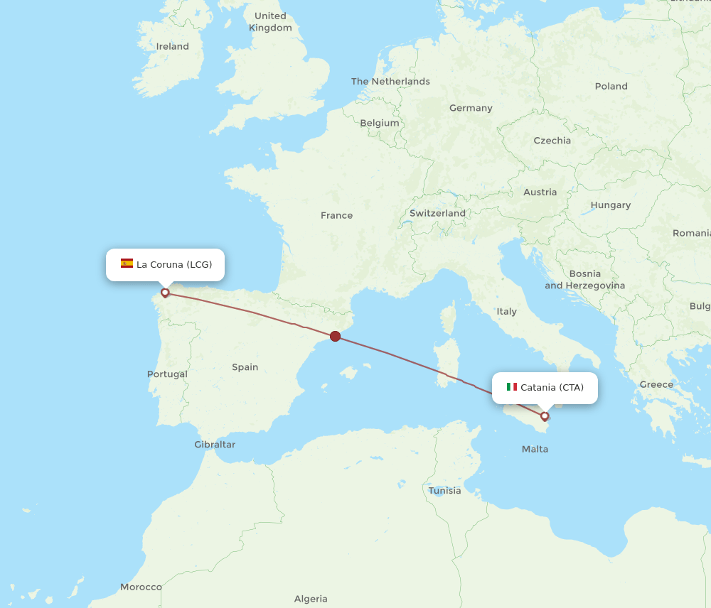 CTA-LCG flight routes