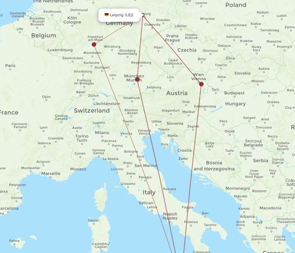 CTA to LEJ flights and routes map