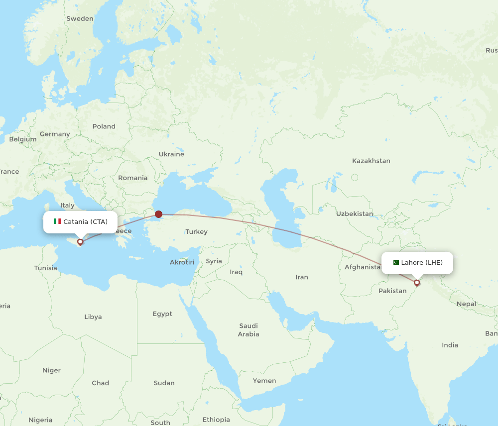 CTA-LHE flight routes