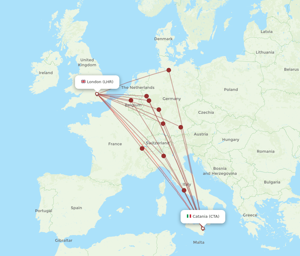 CTA-LHR flight routes