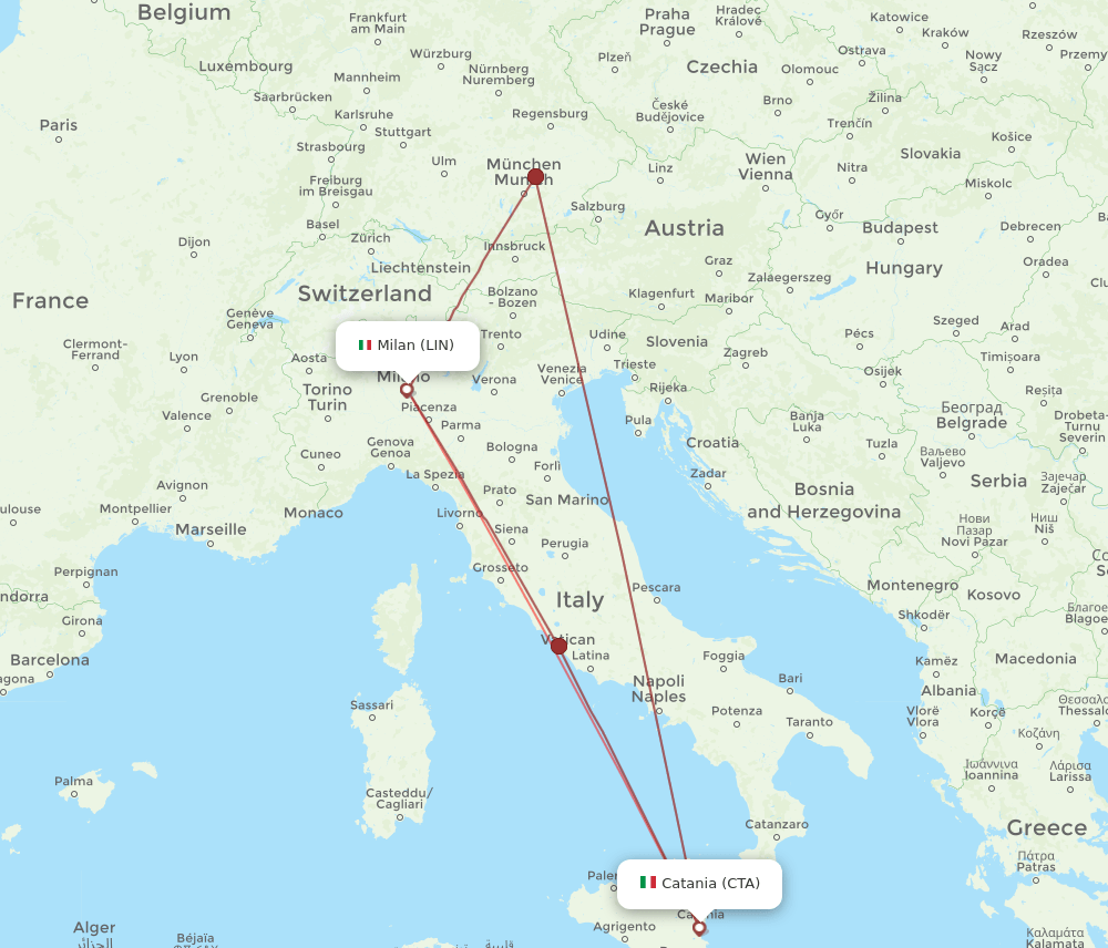 CTA-LIN flight routes