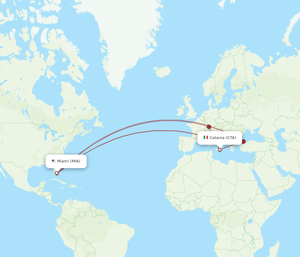 CTA-MIA flight routes