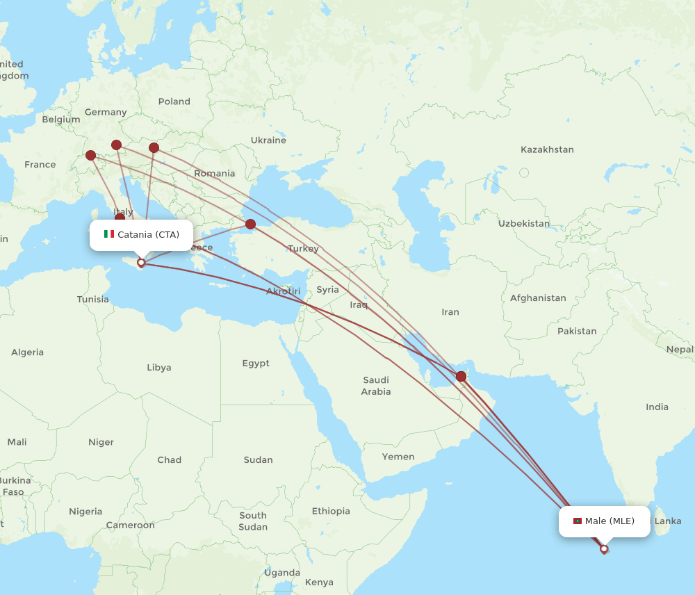 CTA-MLE flight routes