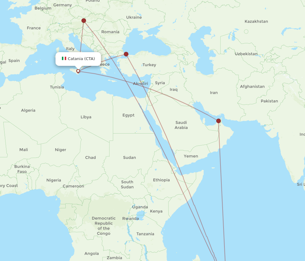 CTA-MRU flight routes
