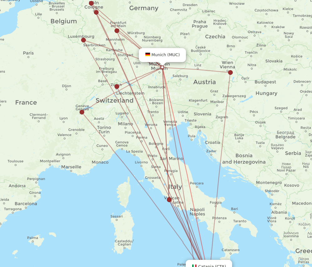 CTA-MUC flight routes