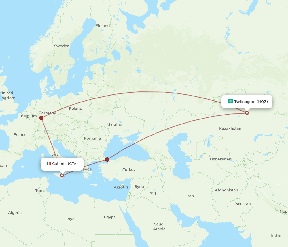 CTA-NQZ flight routes