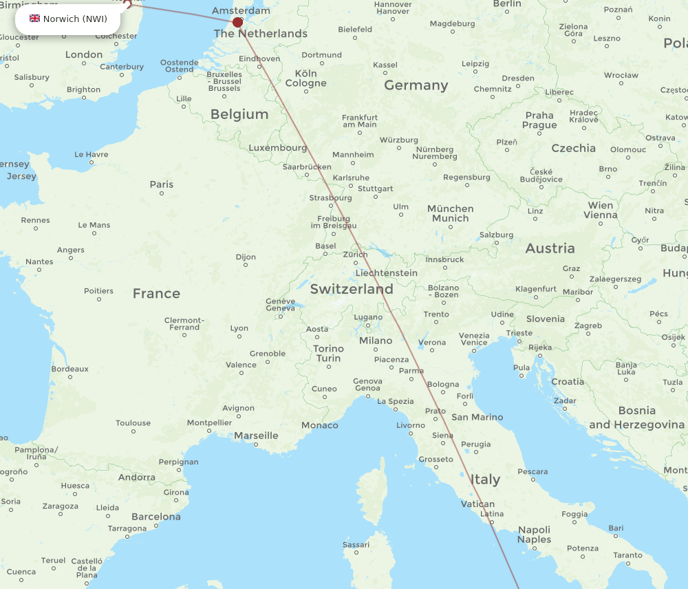CTA-NWI flight routes