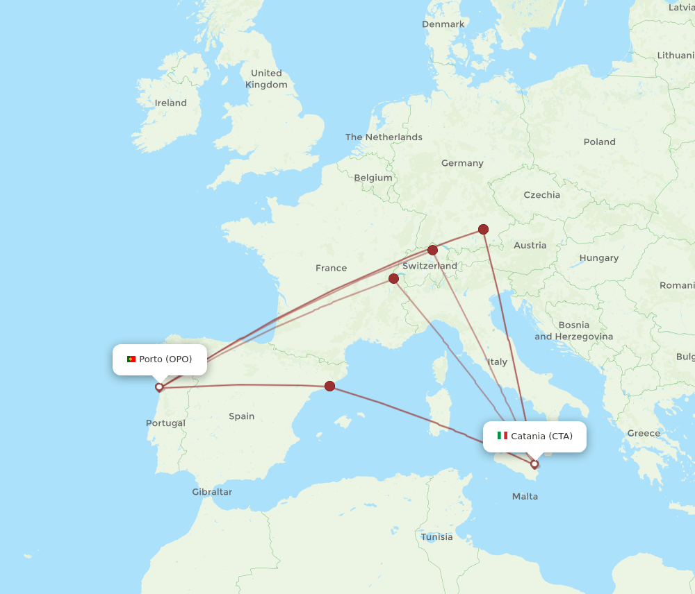 CTA-OPO flight routes