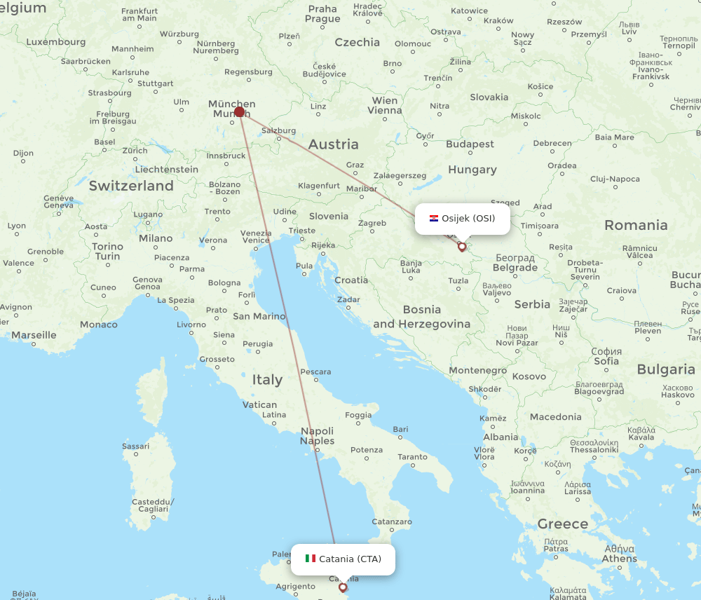 CTA to OSI flights and routes map