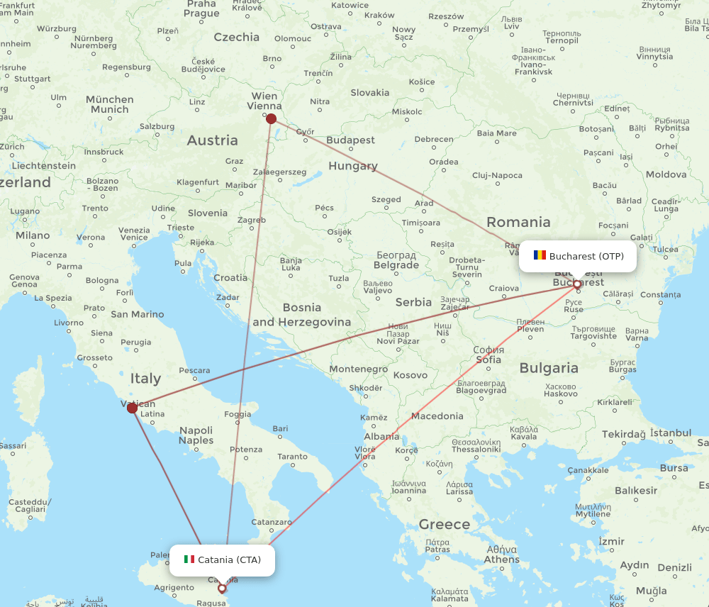 CTA-OTP flight routes
