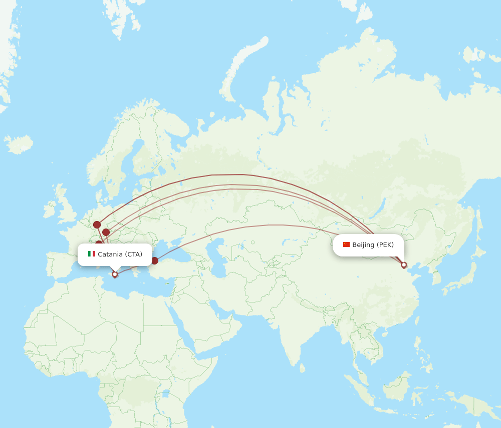 CTA-PEK flight routes