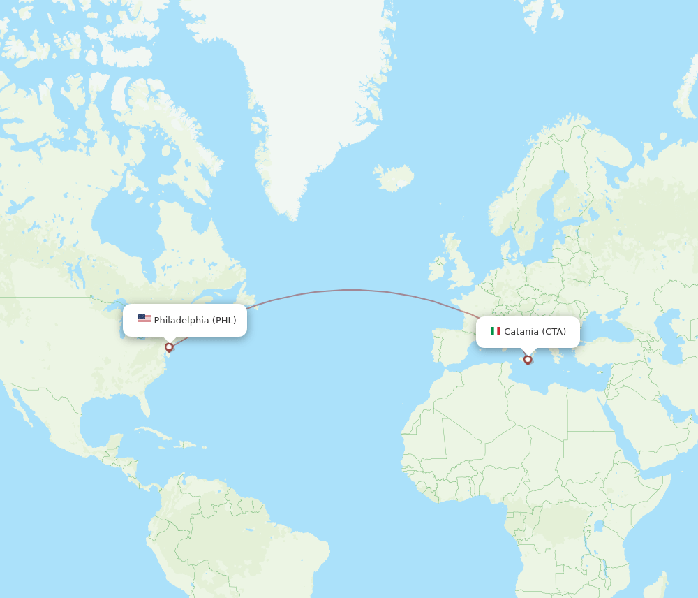 CTA-PHL flight routes